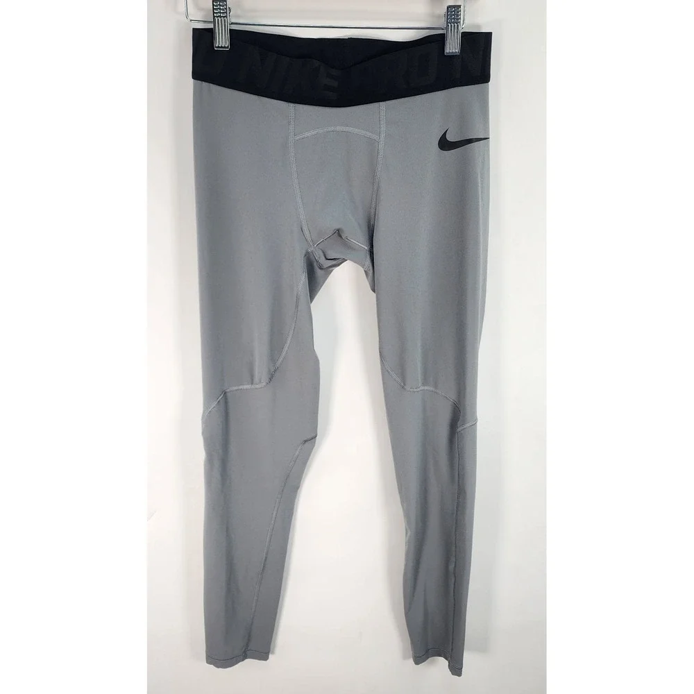 Nike Pro Compression Tights Men's M Gray Dri-FIT Athletic Training Pants